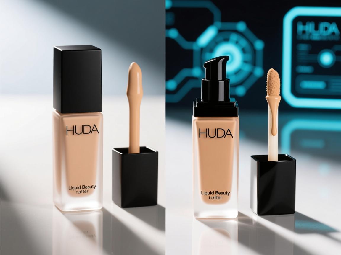 liquid foundation before and after Huda Beauty liquid foundation