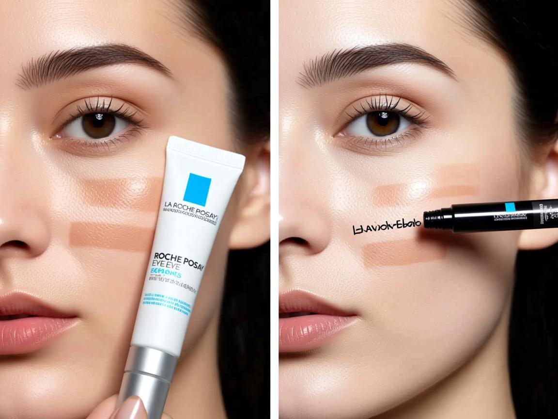 Roche Posay eye cream swatches review La Roche Posay eyeliner before and