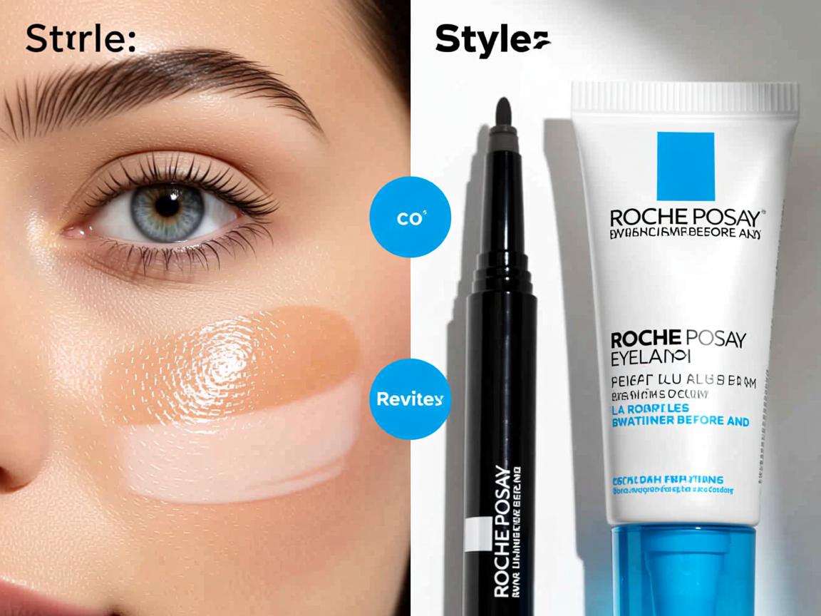 Roche Posay eye cream swatches review La Roche Posay eyeliner before and