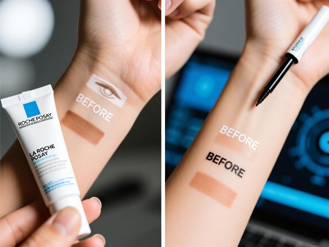 Roche Posay eye cream swatches review La Roche Posay eyeliner before and