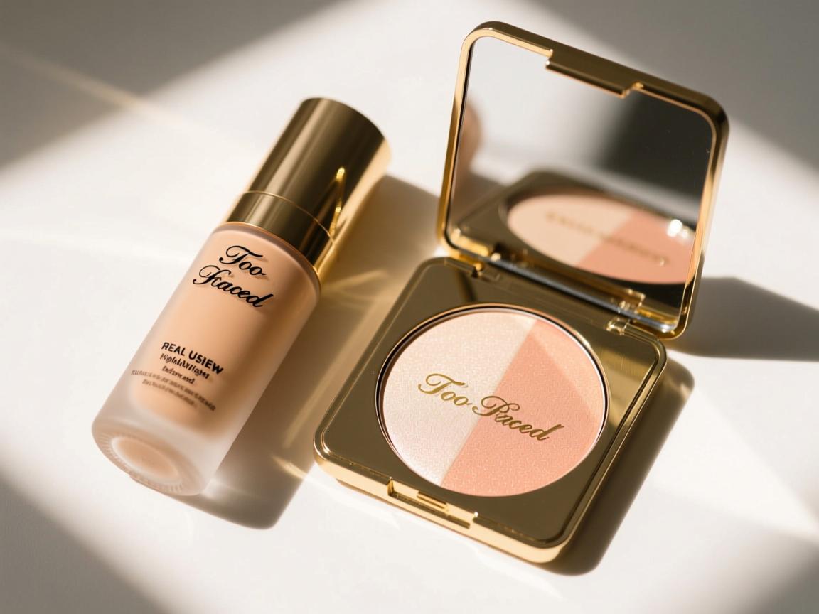 Too Faced foundation real user review Too Faced highlighter before and