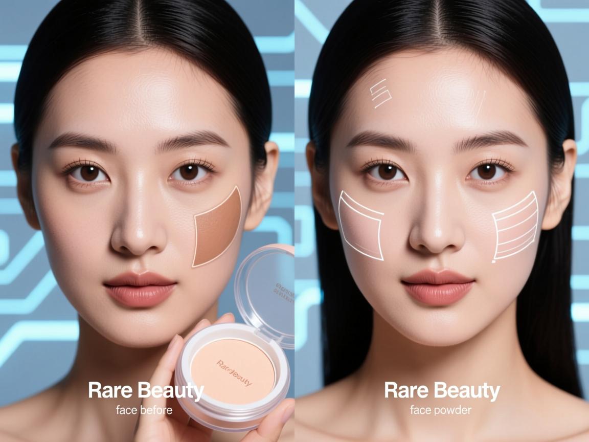 review Rare Beauty face powder before and after Rare Beauty face powder