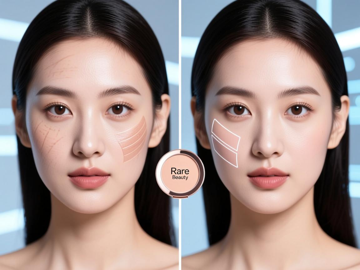 review Rare Beauty face powder before and after Rare Beauty face powder