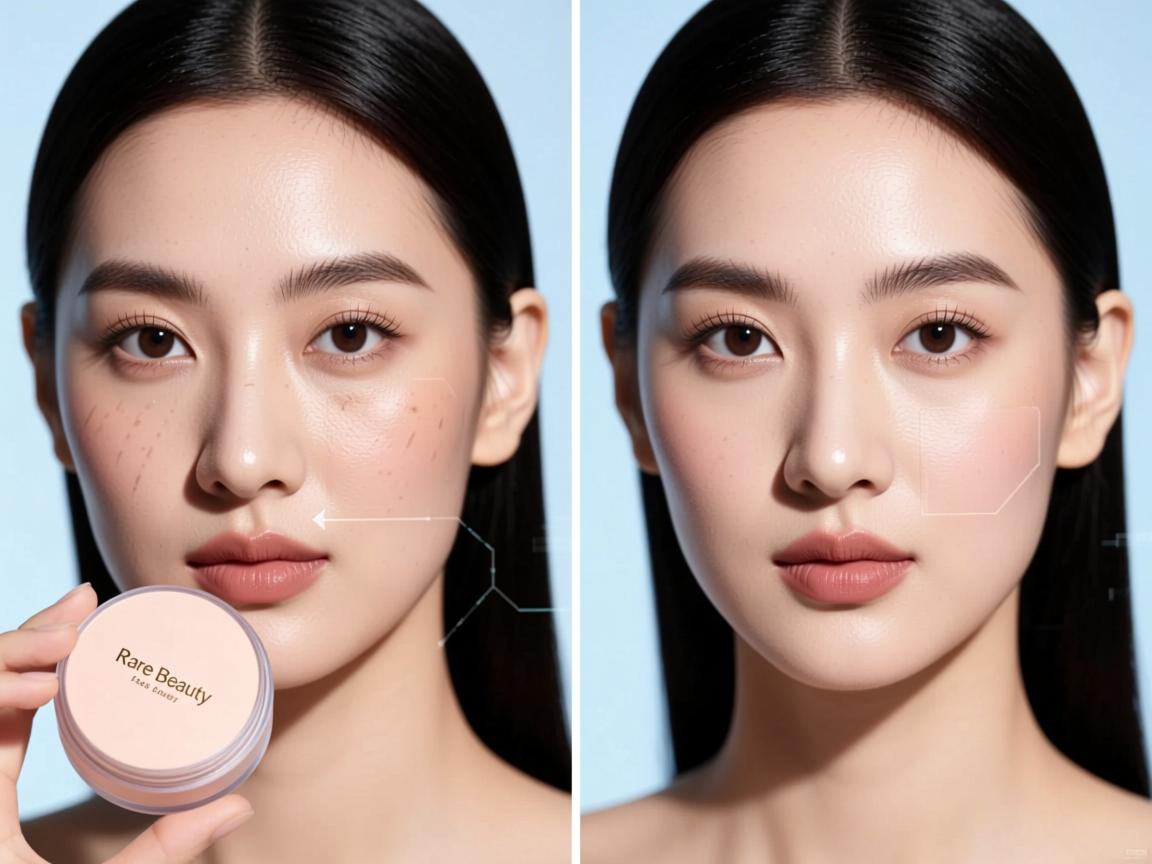 review Rare Beauty face powder before and after Rare Beauty face powder