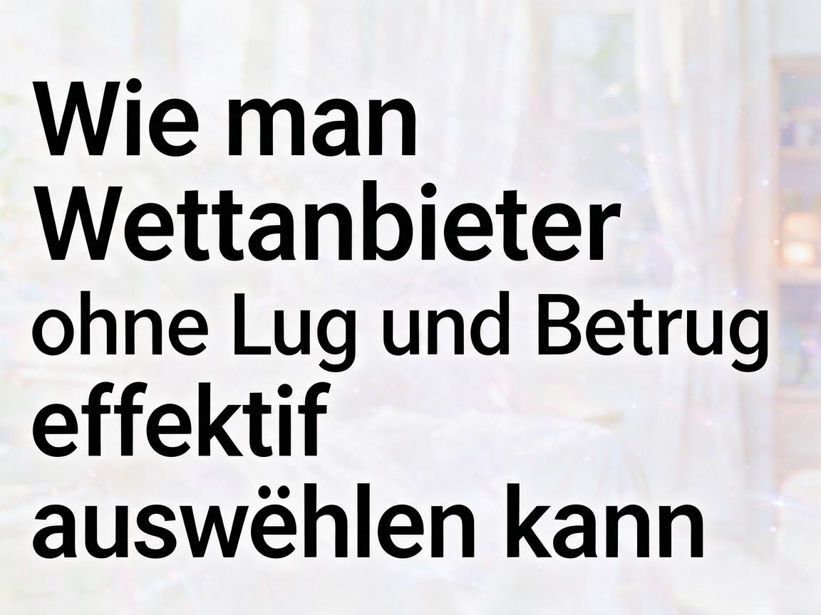 Wie man Wettanbieter ohne Lug und Betrug effektiv auswählen kann